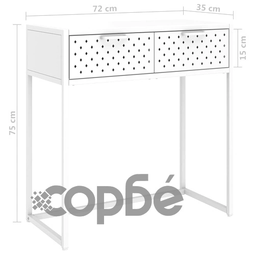 Конзолна маса, бяла, 72x35x75 cм, стомана ➤ топ цена ➤ sorbe.bg