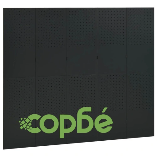 Параван за стая, 5 панела, черен, 200x180 см, стомана ➤ топ цена ➤ sorbe.bg