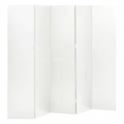 Параван за стая, 5 панела, бял, 200x180 см, стомана