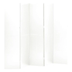 Параван за стая, 5 панела, бял, 200x180 см, стомана