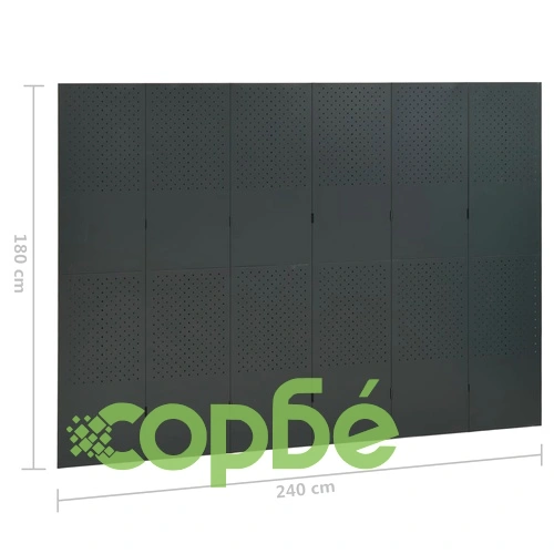 Параван за стая, 6 панела, антрацит, 240x180 cм, стомана ➤ топ цена ➤ sorbe.bg