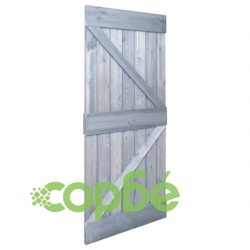 Врата, 80x210 см, борово дърво масив, сива ➤ топ цена ➤ sorbe.bg