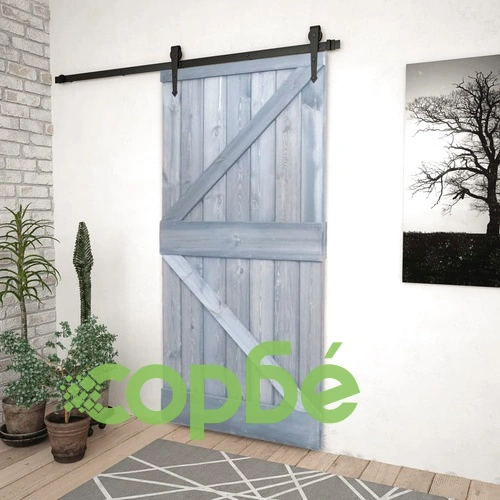 Врата, 100x210 см, борово дърво масив, сива ➤ топ цена ➤ sorbe.bg