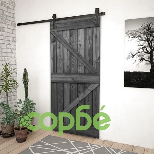 Врата, 90x210 см, борово дърво масив, черна ➤ топ цена ➤ sorbe.bg
