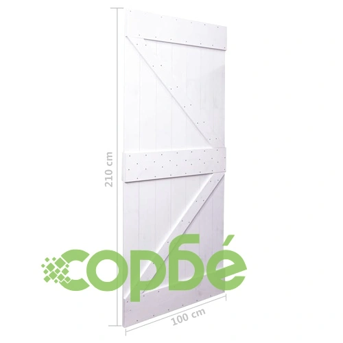 Врата, 100x210 см, борово дърво масив, бяла ➤ топ цена ➤ sorbe.bg