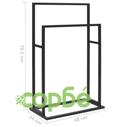 Свободностояща поставка за кърпи, черна, 48x24x78,5 см, желязо ➤ топ цена ➤ sorbe.bg