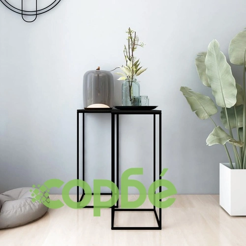 Странични маси, 2 бр, черни, стомана ➤ топ цена ➤ sorbe.bg