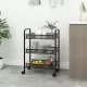 Кухненска количка на 3 нива, черна, 46x26x64 см, желязо