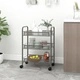 Кухненска количка на 3 нива, сива, 46x26x64 см, желязо Кухненска количка на 3 нива, сива, 46x26x64 см, желязо