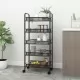 Кухненска количка на 5 нива, черна, 46x26x105 см, желязо