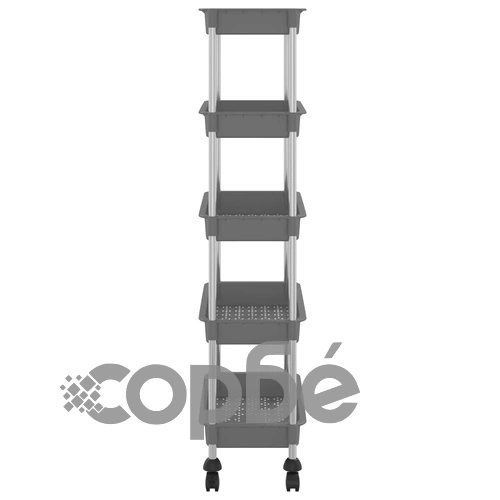 Кухненска количка на 5 нива, сива, 42x29x128 см, желязо и ABS ➤ топ цена ➤ sorbe.bg