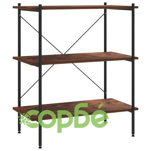 3-етажна етажерка, черно и естествено, 80x40x92 см ➤ топ цена ➤ sorbe.bg