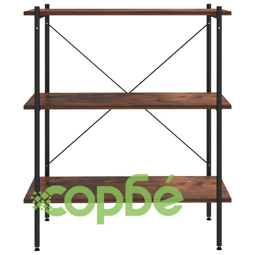 3-етажна етажерка, черно и естествено, 80x40x92 см ➤ топ цена ➤ sorbe.bg