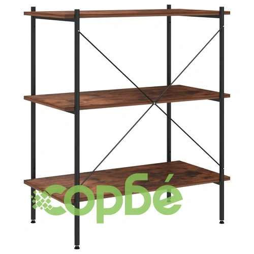 3-етажна етажерка, черно и естествено, 80x40x92 см ➤ топ цена ➤ sorbe.bg