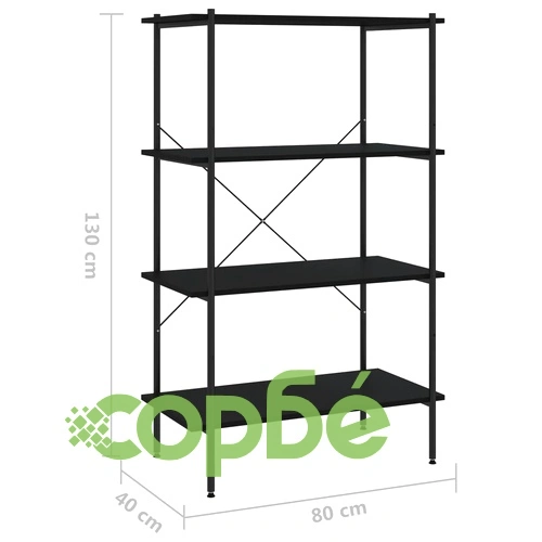 Етажерка с 4 рафта, черна, 80x40x130 см на топ цена от sorbe.bg Етажерка с 4 рафта, черна, 80x40x130 см ➤ топ цена ➤ sorbe.bg