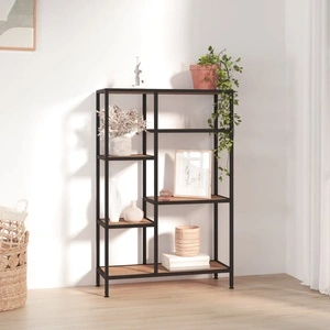 Етажерка за книги 80x30x120 см стомана и инженерно дърво