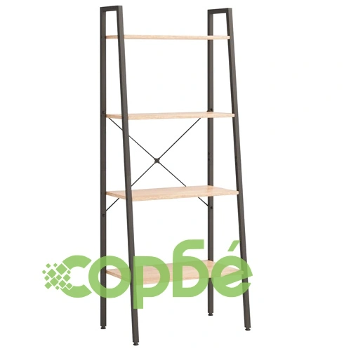 Стояща етажерка с 4 рафта светлокафяво и черно 56x35x140 см ➤ топ цена ➤ sorbe.bg