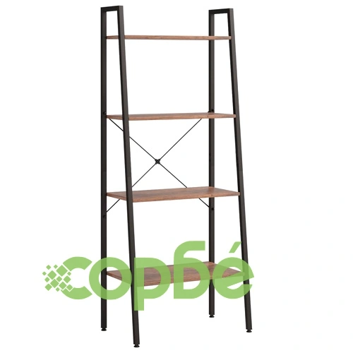 Стояща етажерка стълба 4 рафта тъмнокафяво и черно 56x35x140 см ➤ топ цена ➤ sorbe.bg