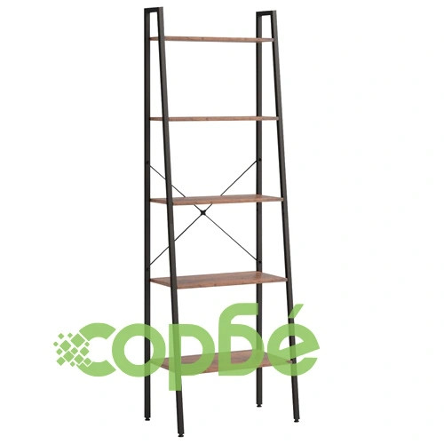 Стояща етажерка стълба 5 рафта тъмнокафяво и черно 56x35x174 см ➤ топ цена ➤ sorbe.bg