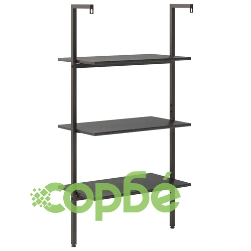 Етажерка стълба с 3 рафта черна 64x35x120,5 см ➤ топ цена ➤ sorbe.bg