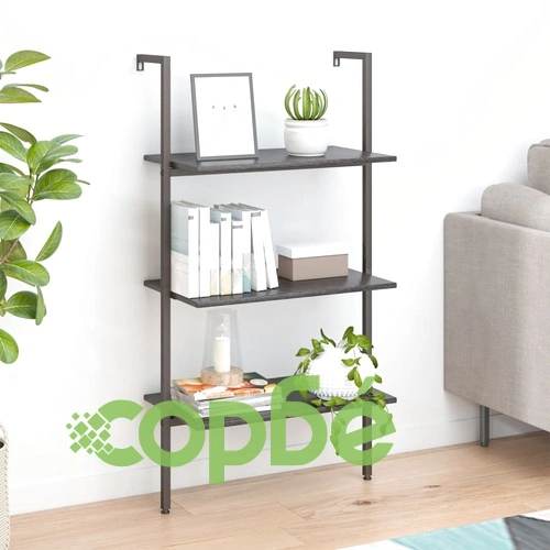 Етажерка стълба с 3 рафта черна 64x35x120,5 см ➤ топ цена ➤ sorbe.bg