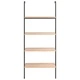 Етажерка стълба с 4 рафта светлокафяво и черно 64x35x152,5 см