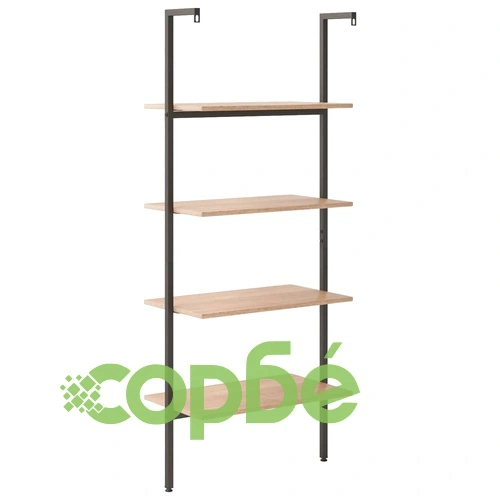 Етажерка стълба с 4 рафта светлокафяво и черно 64x35x152,5 см ➤ топ цена ➤ sorbe.bg