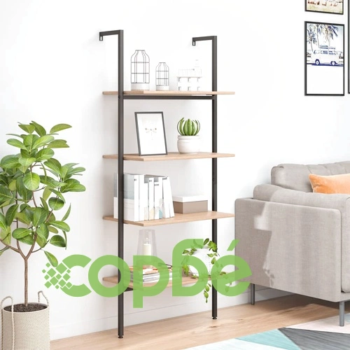 Етажерка стълба с 4 рафта светлокафяво и черно 64x35x152,5 см ➤ топ цена ➤ sorbe.bg