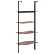 Етажерка стълба с 4 рафта тъмнокафяво и черно 64x35x152,5 см
