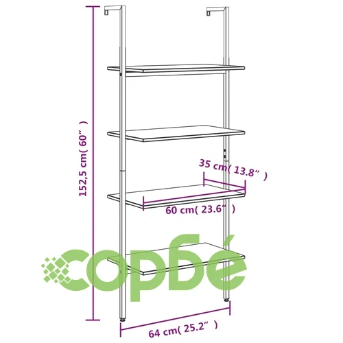 Етажерка стълба с 4 рафта тъмнокафяво и черно 64x35x152,5 см ➤ топ цена ➤ sorbe.bg