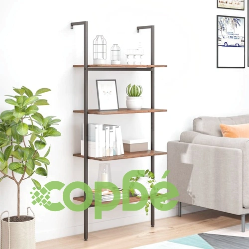 Етажерка стълба с 4 рафта тъмнокафяво и черно 64x35x152,5 см ➤ топ цена ➤ sorbe.bg