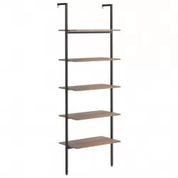 Етажерка стълба с 5 рафта тъмнокафяво и черно 64x35x185 см