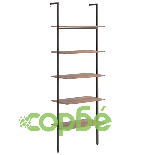 Етажерка стълба с 5 рафта тъмнокафяво и черно 64x35x185 см ➤ топ цена ➤ sorbe.bg