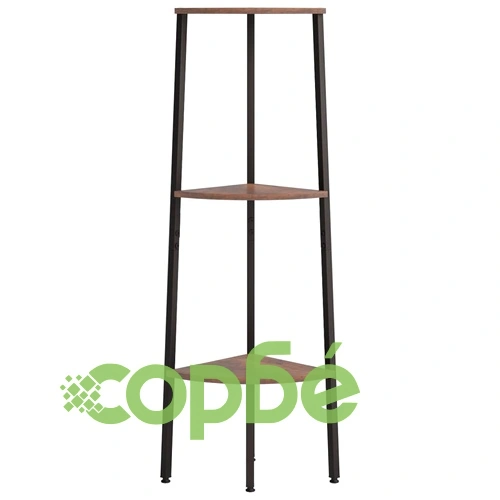 Ъглова етажерка с 3 рафта Тъмнокафяво и черно 45,5x31,5x120 см ➤ топ цена ➤ sorbe.bg