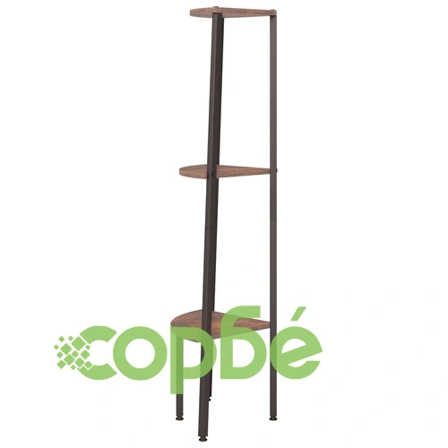 Ъглова етажерка с 3 рафта Тъмнокафяво и черно 45,5x31,5x120 см ➤ топ цена ➤ sorbe.bg