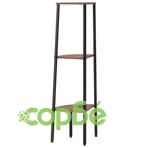 Ъглова етажерка с 3 рафта Тъмнокафяво и черно 45,5x31,5x120 см ➤ топ цена ➤ sorbe.bg