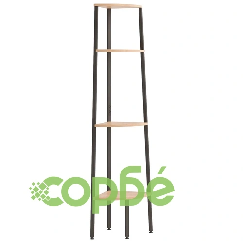 Ъглова етажерка с 5 рафта светлокафяво и черно 45,5x31,5x150 см ➤ топ цена ➤ sorbe.bg