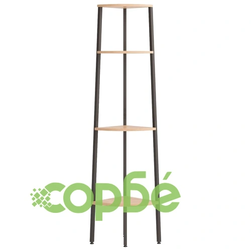 Ъглова етажерка с 5 рафта светлокафяво и черно 45,5x31,5x150 см ➤ топ цена ➤ sorbe.bg