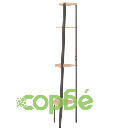 Ъглова етажерка с 5 рафта светлокафяво и черно 45,5x31,5x150 см ➤ топ цена ➤ sorbe.bg