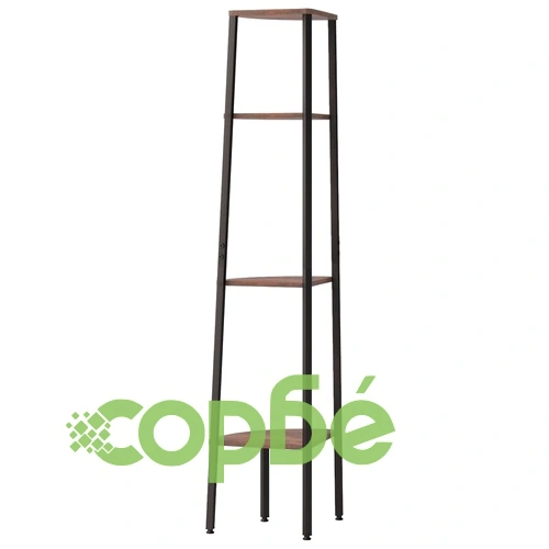 Ъглова етажерка с 5 рафта Тъмнокафяво и черно 45,5x31,5x150 см ➤ топ цена ➤ sorbe.bg