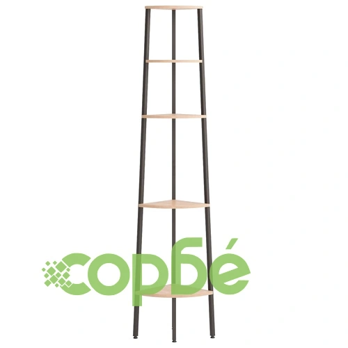 Ъглова етажерка с 5 рафта светлокафяво и черно 45,5x31,5x180 см ➤ топ цена ➤ sorbe.bg