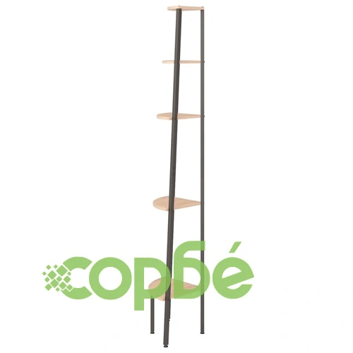 Ъглова етажерка с 5 рафта светлокафяво и черно 45,5x31,5x180 см ➤ топ цена ➤ sorbe.bg