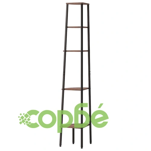 Ъглова етажерка с 5 рафта Тъмнокафяво и черно 45,5x31,5x180 см ➤ топ цена ➤ sorbe.bg