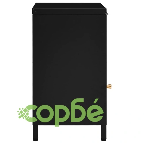 Нощно шкафче, черно, 40x30x54,5 см, стомана и стъкло ➤ топ цена ➤ sorbe.bg