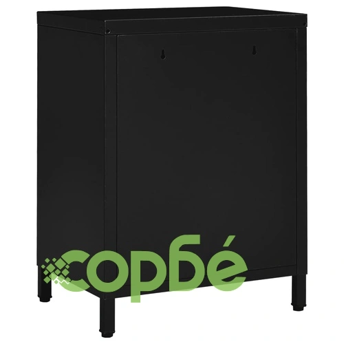 Нощно шкафче, черно, 40x30x54,5 см, стомана и стъкло ➤ топ цена ➤ sorbe.bg