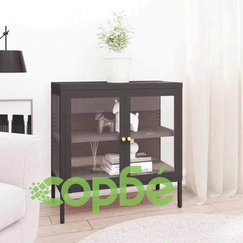 Бюфет, антрацит, 70x35x70 см, стомана и стъкло ➤ топ цена ➤ sorbe.bg