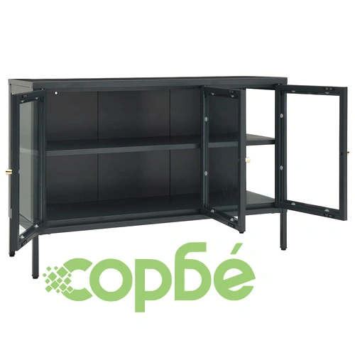 Бюфет, антрацит, 105x35x70 см, стомана и стъкло ➤ топ цена ➤ sorbe.bg
