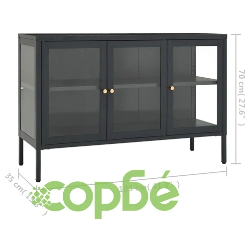 Бюфет, антрацит, 105x35x70 см, стомана и стъкло ➤ топ цена ➤ sorbe.bg