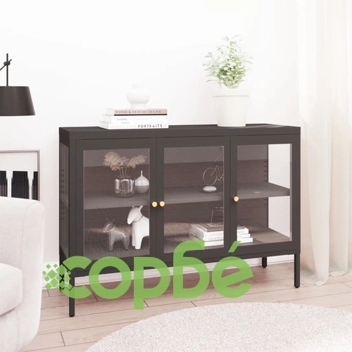 Бюфет, антрацит, 105x35x70 см, стомана и стъкло ➤ топ цена ➤ sorbe.bg