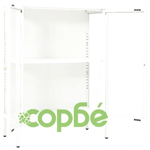 Бюфет, бял, 75x35x105 см, стомана и стъкло ➤ топ цена ➤ sorbe.bg